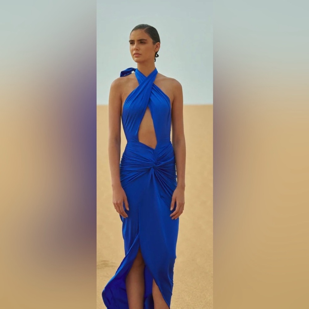 Baobab Collection Blue Gown with Cutouts and Slit